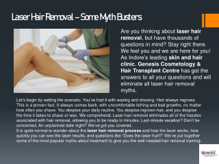 Laser Hair Removal -Some Myth Busters