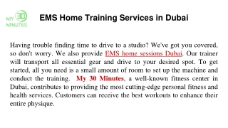 EMS Home Training Services in Dubai