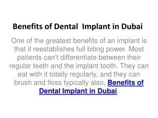 Benefits of Dental  Implant in Dubai