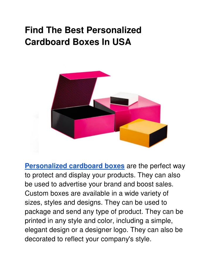 find the best personalized cardboard boxes in usa