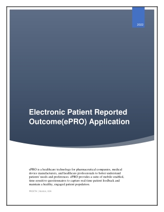 Electronic Patient Reported Outcome(ePRO) Application