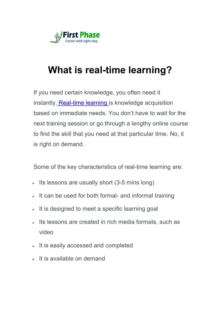 what is real time learning