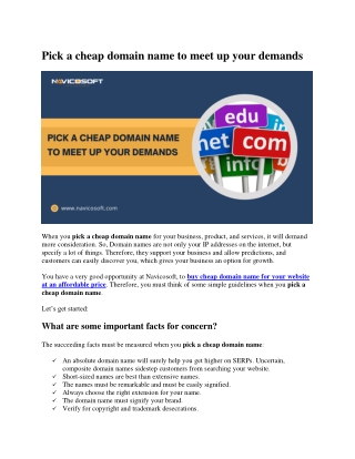 pick a cheap domain name to meet up your demands