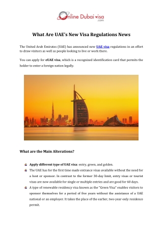What Are UAE's New Visa Regulations News
