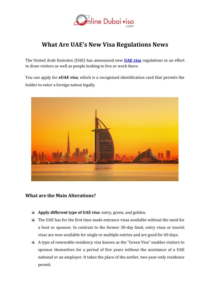 what are uae s new visa regulations news