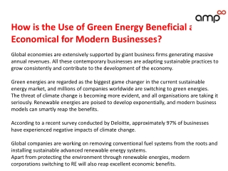 How is the Use of Green Energy Beneficial and Economical for Modern Businesses?