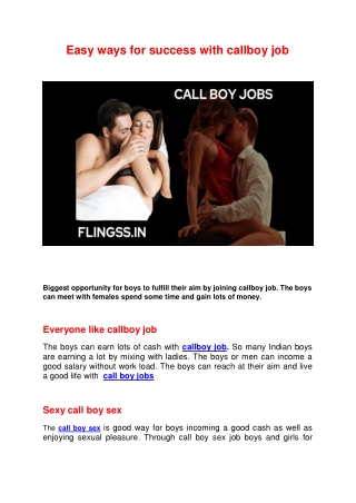 easy ways for success with callboy job