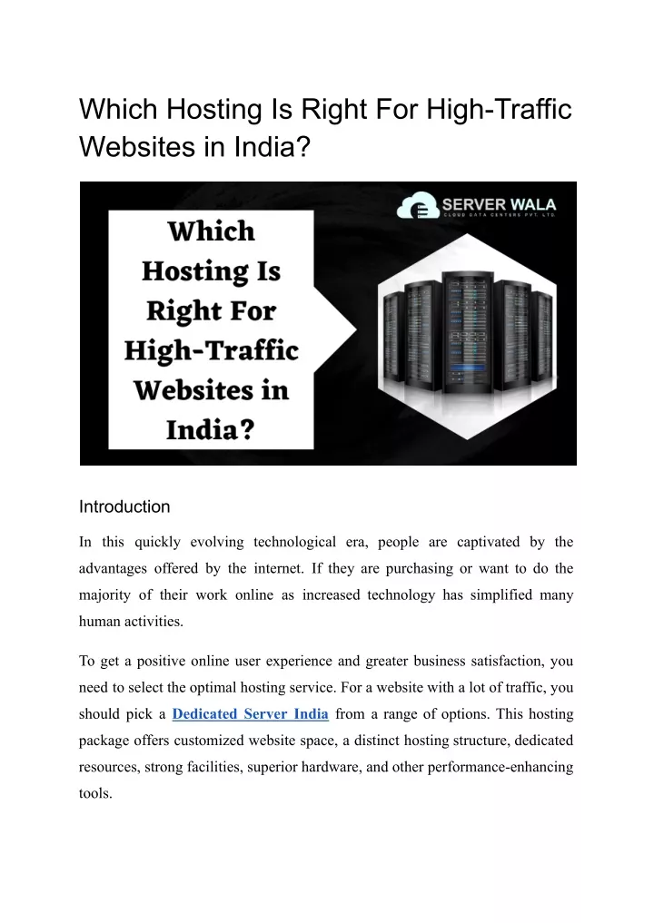 which hosting is right for high traffic websites