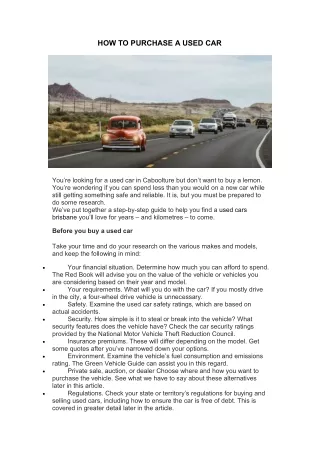 how to purchase a used car