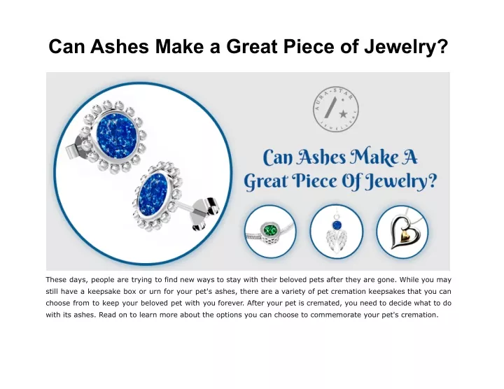 can ashes make a great piece of jewelry