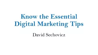 Know the Essential Digital Marketing Tips | David Sechovicz