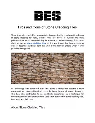 Pros and Cons of Stone Cladding Tiles