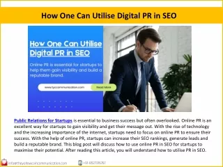 How One Can Utilise Digital PR in SEO