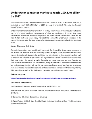 underwater connector market to reach