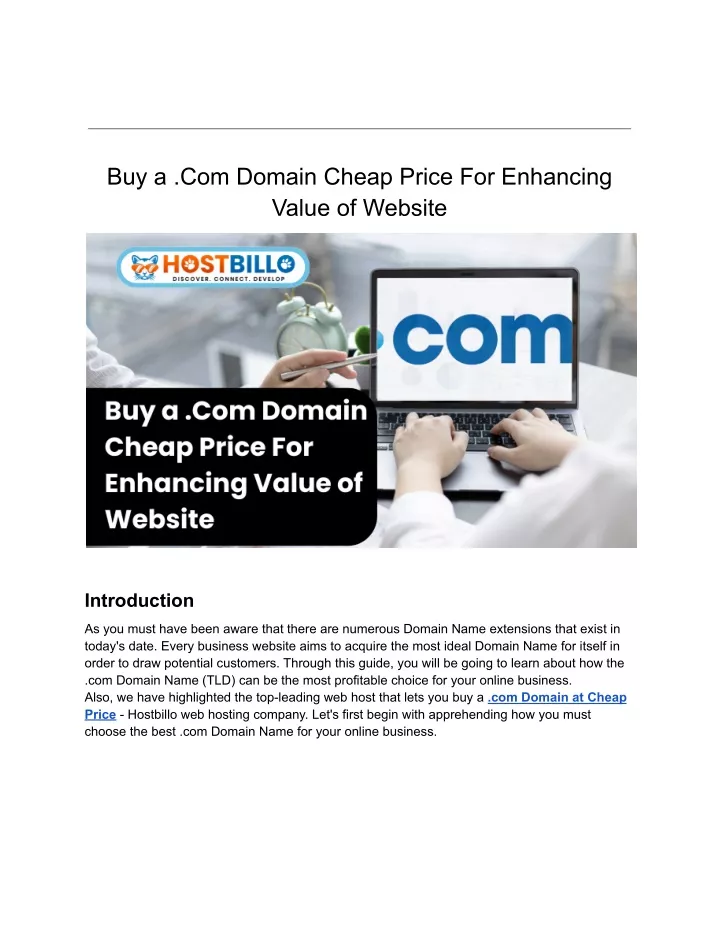 buy a com domain cheap price for enhancing value