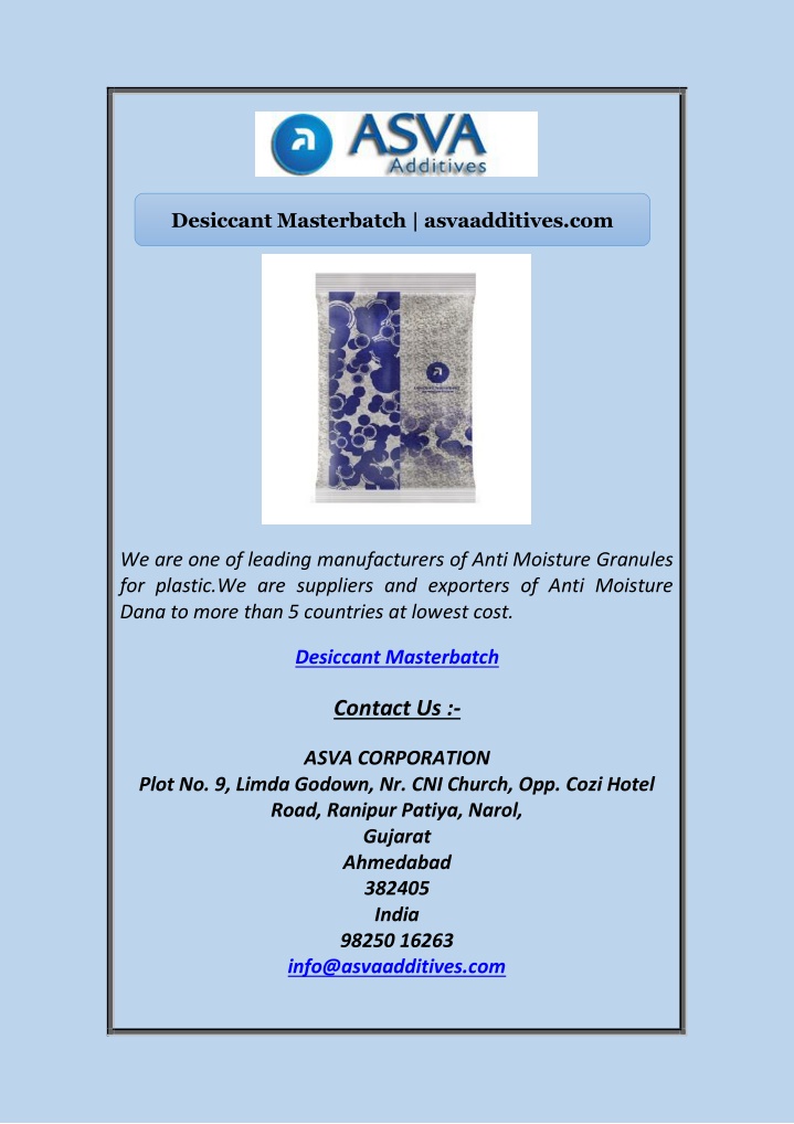 desiccant masterbatch asvaadditives com