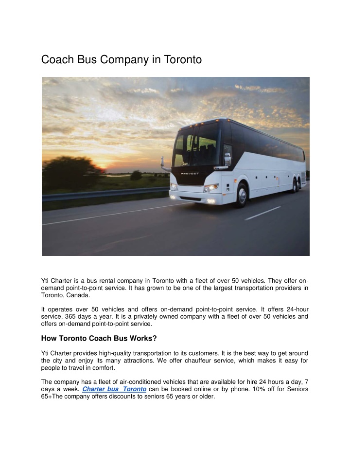 coach bus company in toronto