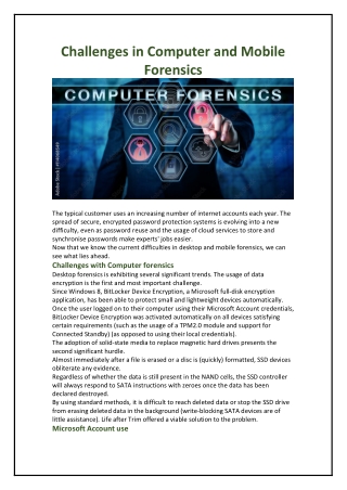 Challenges in Computer and Mobile Forensics