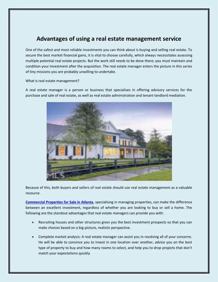 advantages of using a real estate management