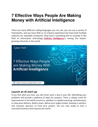 Making Money With Artificial Intelligence