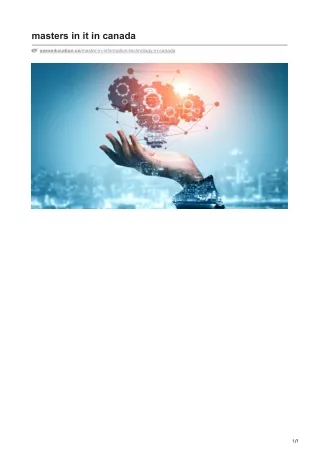Are you Seeking to study it masters programs in canada -  Apex Study Abroad LLP