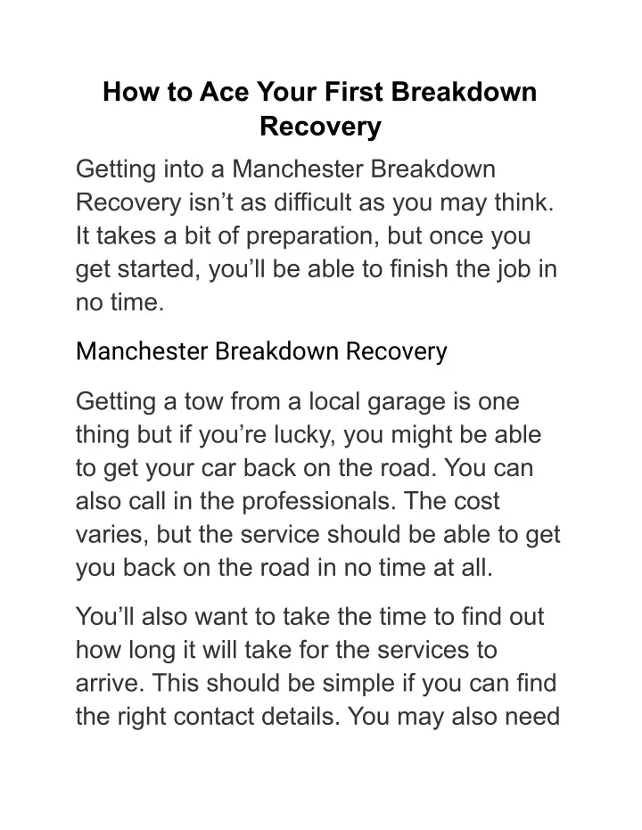 how to ace your first breakdown recovery