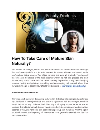 How To Take Care of Mature Skin Naturally