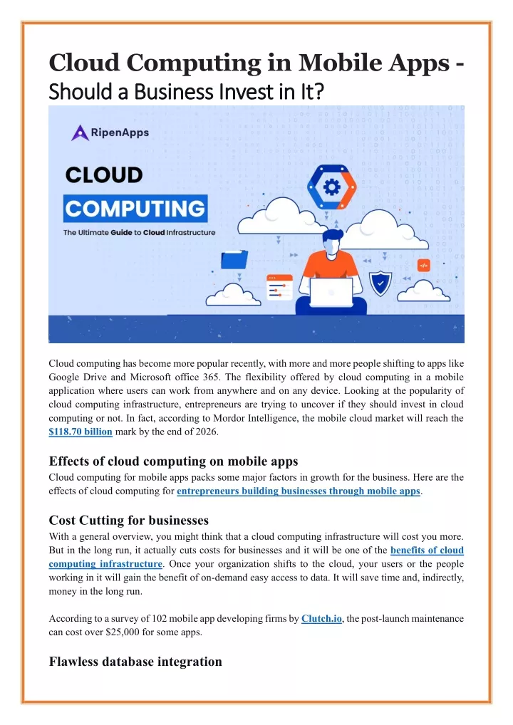 cloud computing in mobile apps should a should