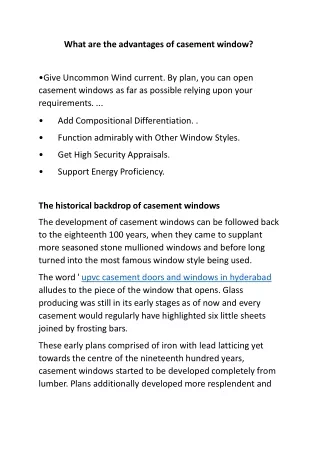 what are the advantages of casement window give