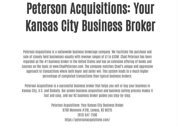 peterson acquisitions your kansas city business