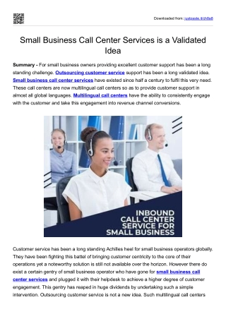Small Business Call Center Services is a Validated Idea