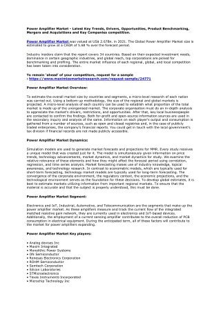 power amplifier market latest key trends drivers