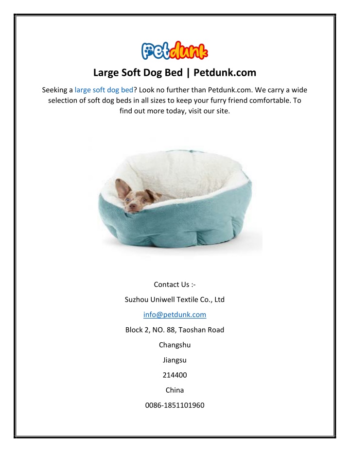 large soft dog bed petdunk com
