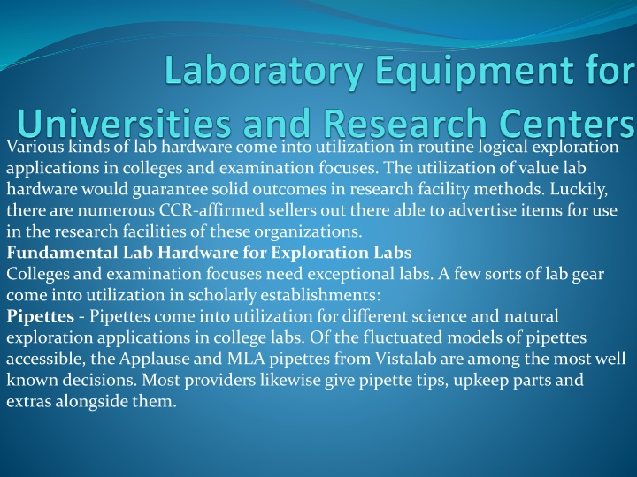 laboratory equipment for universities and research centers
