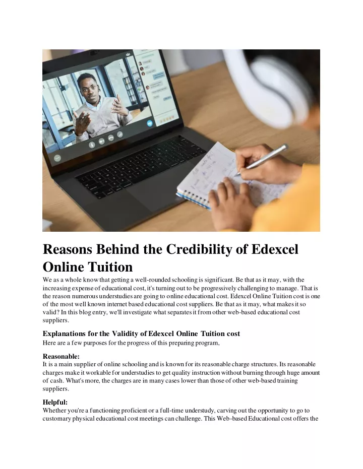 reasons behind the credibility of edexcel online