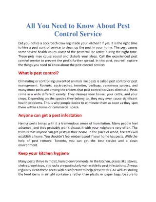 All you need to know about pest control service