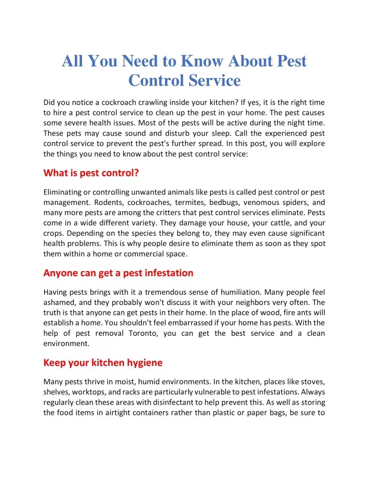 all you need to know about pest control service
