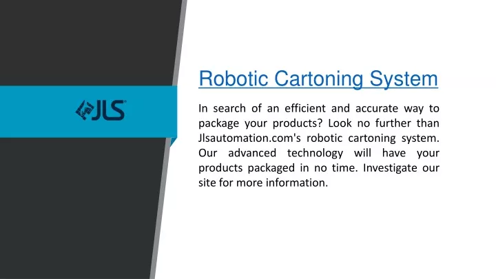 robotic cartoning system