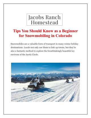Tips You Should Know as a Beginner for Snowmobiling in Colorado
