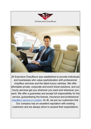Chauffeur Service London By JK Executive Chauffeur Service