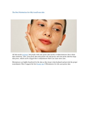 Best Moisturizer for Oily Acne Prone skin