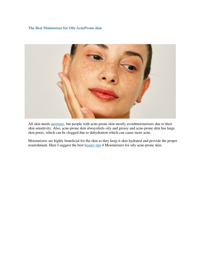 the best moisturizer for oily acne prone skin