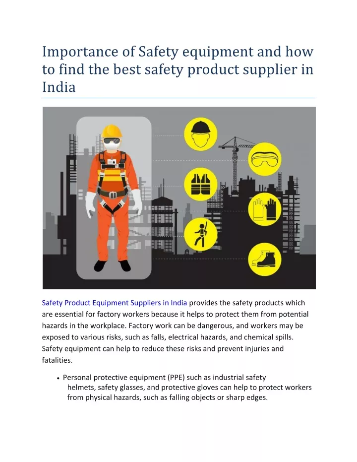 importance of safety equipment and how to find