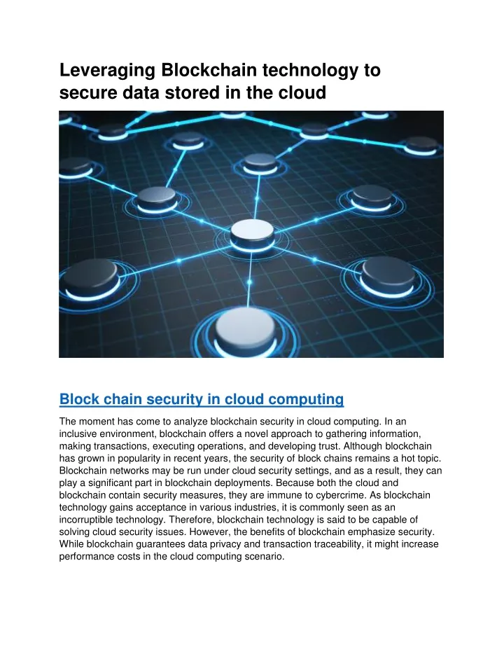 leveraging blockchain technology to secure data