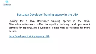 best java developer training agency in the usa