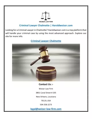 Criminal Lawyer Chalmette