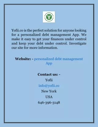 Personalized Debt Management App  Yofii.co