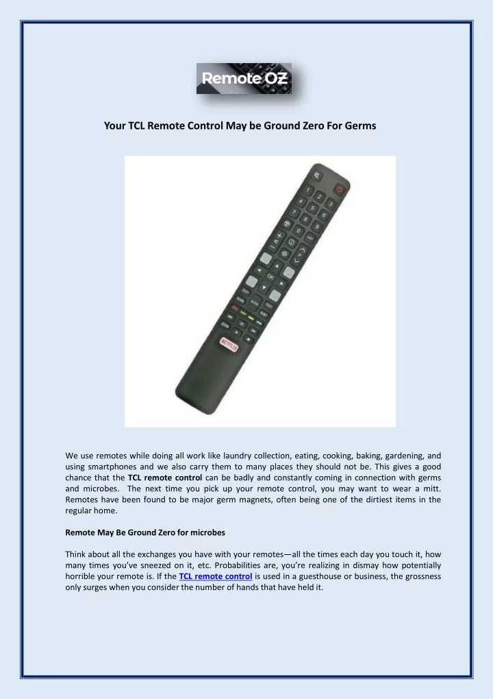 your tcl remote control may be ground zero