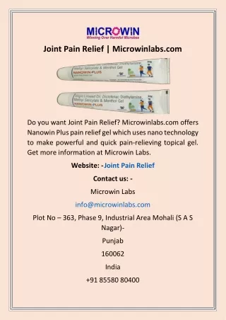 joint pain relief microwinlabs com