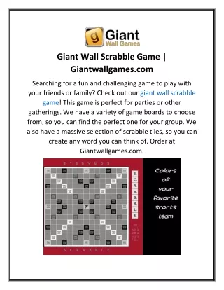 Giant Wall Scrabble Game  Giantwallgames.com